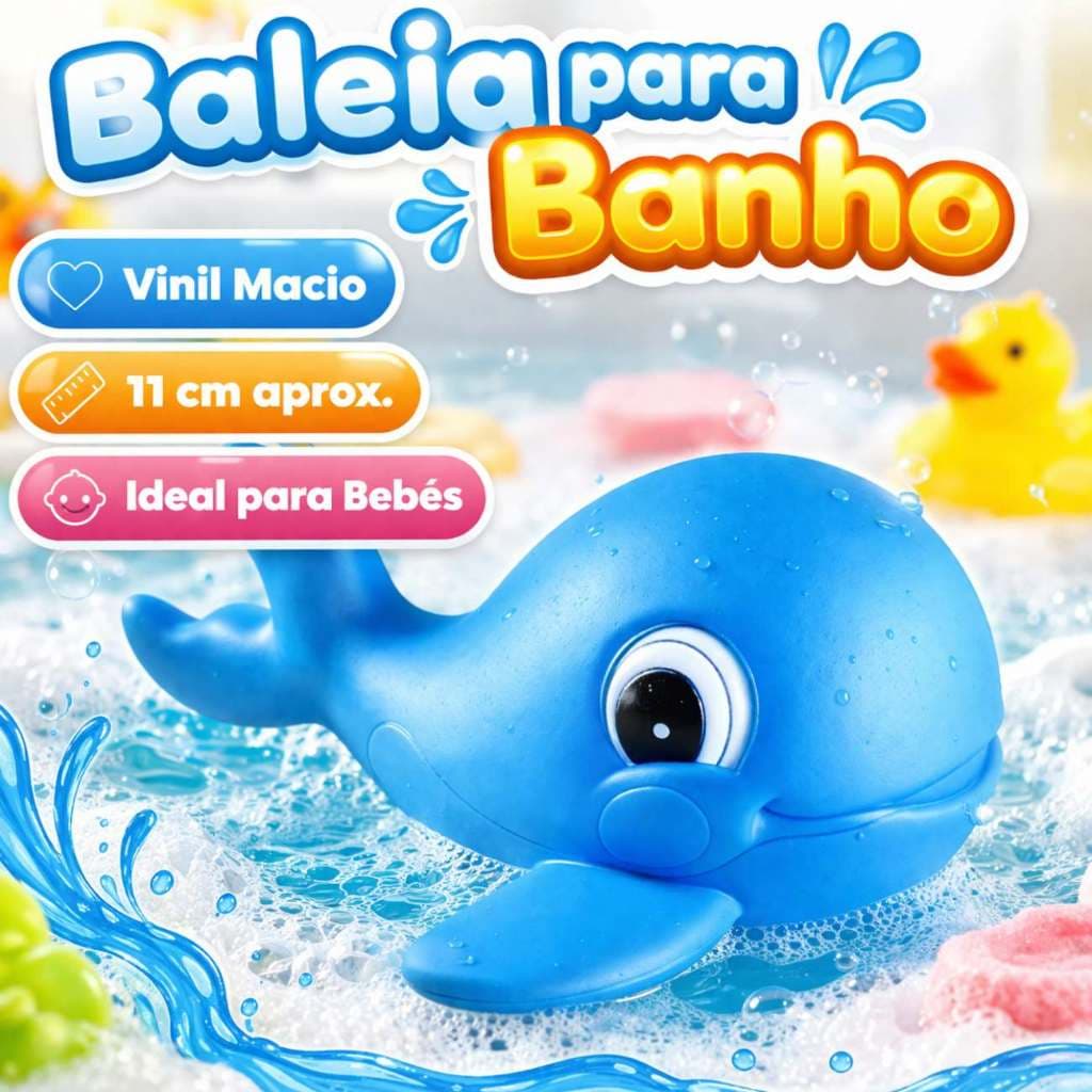 Brinquedo Banho Bebê Infantil Menino Menina Baleia Vinil Macio