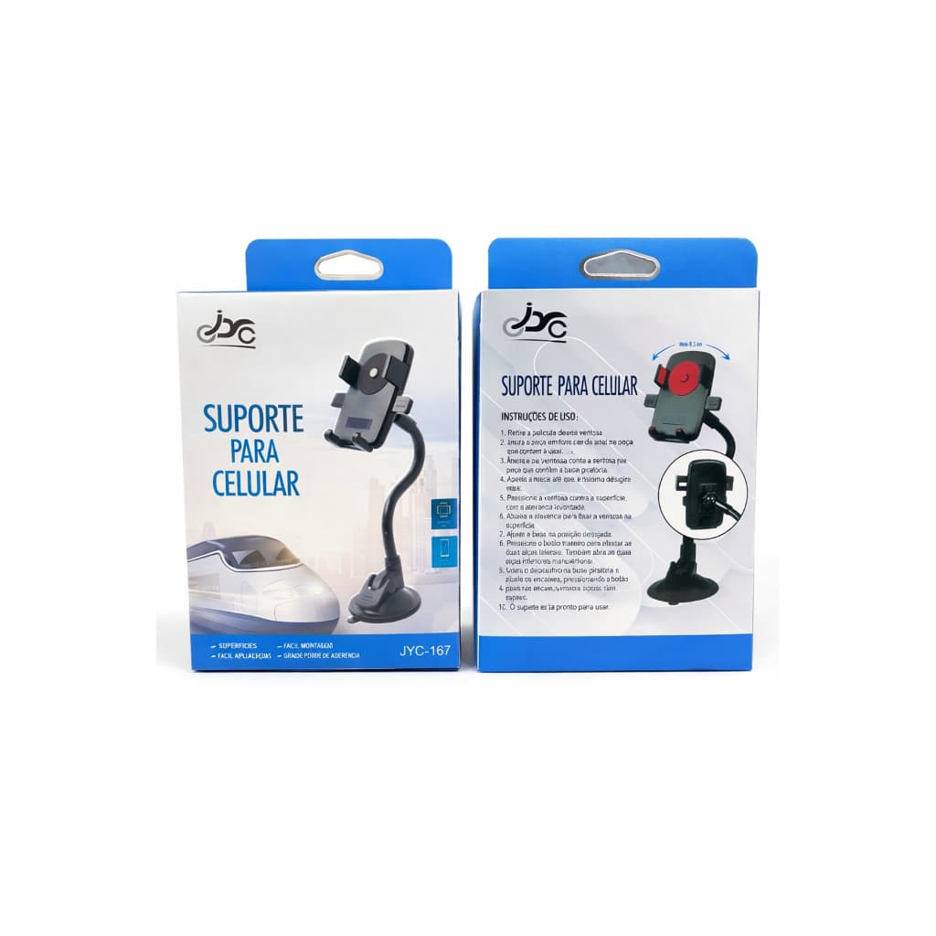 Suporte Veicular com Ventosa 360° para Celular e GPS Preto