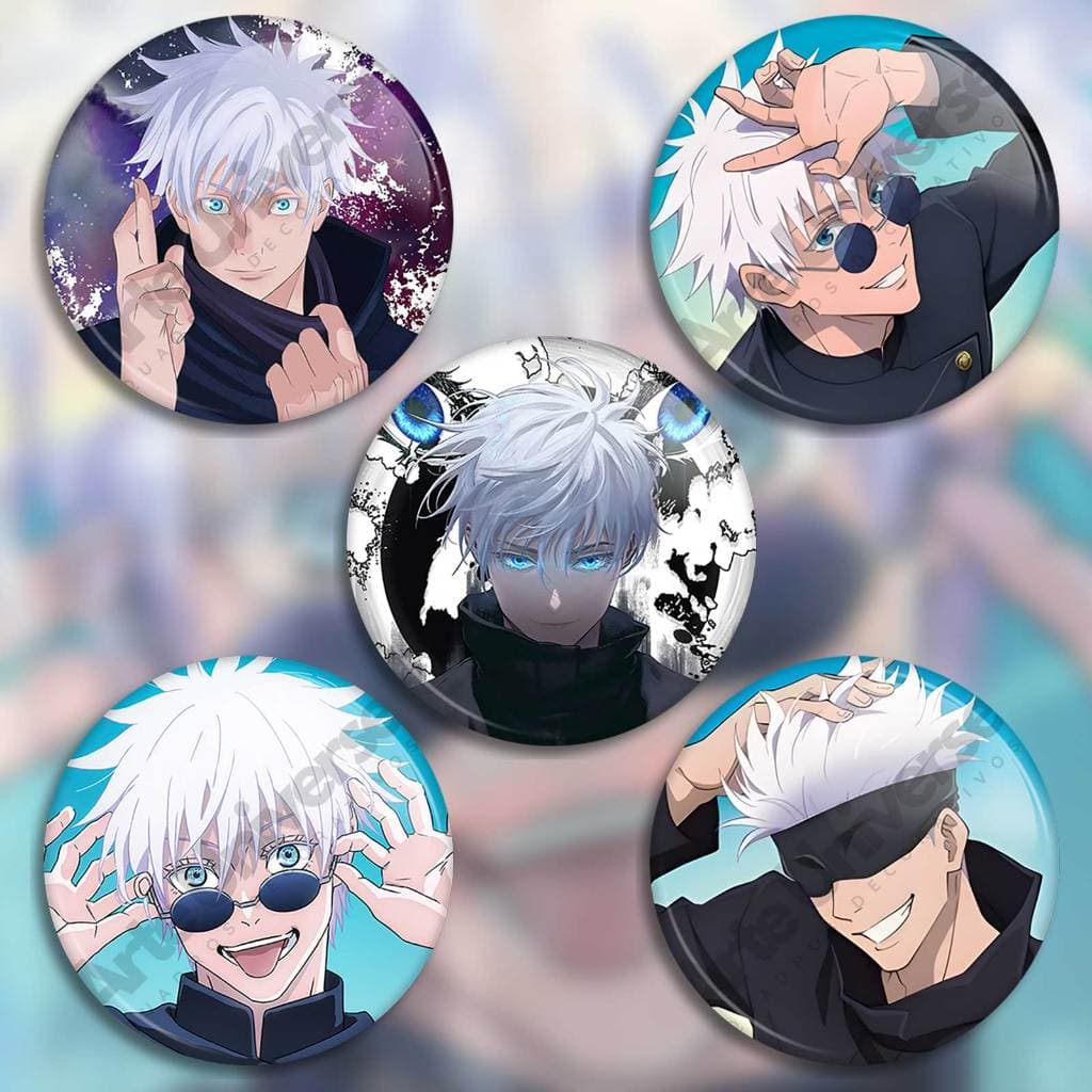 kit 5 botons gojo jujutsu kaisen, broche satoru gojo jujutsu buttons, pins