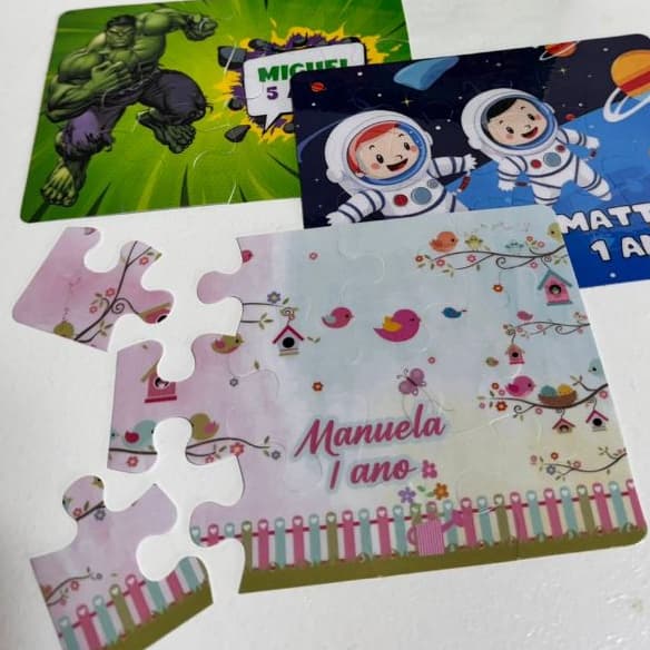16 Quebra-Cabeça Personalizado Festa Lembrança Infantil Interativa Qualquer Tema