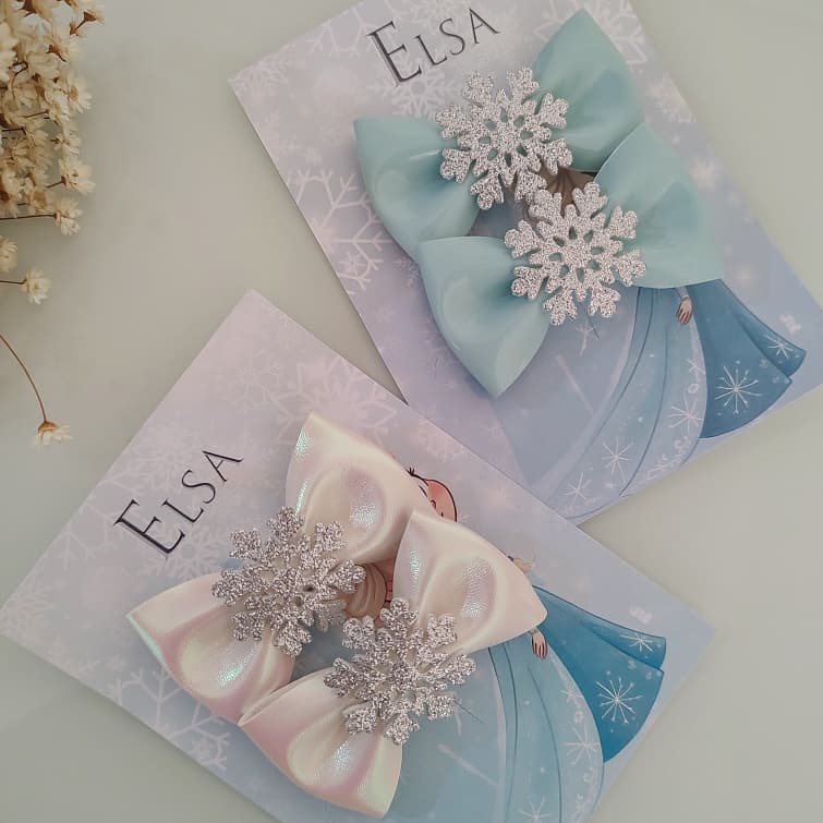 Laço de Cabelo Infantil Frozen - Parzinho Floco de Neve - Elsa Frozen