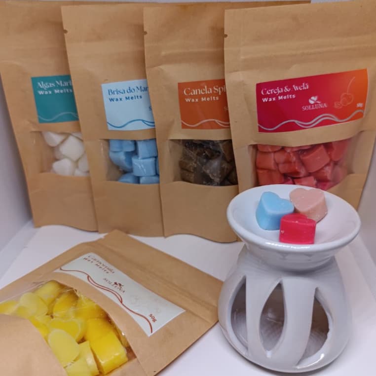 Wax Melts Pastilhas Aromáticas | Cera Perfumada Réchaud Coração | Essência Cera Vegetal 50g Solluna - Sem Réchaud