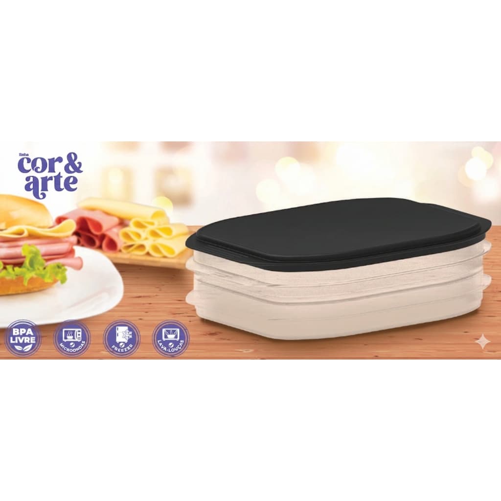 Porta Frios Duplo com Tampa Vedada – Mantém Frios Frescos + Organizador
