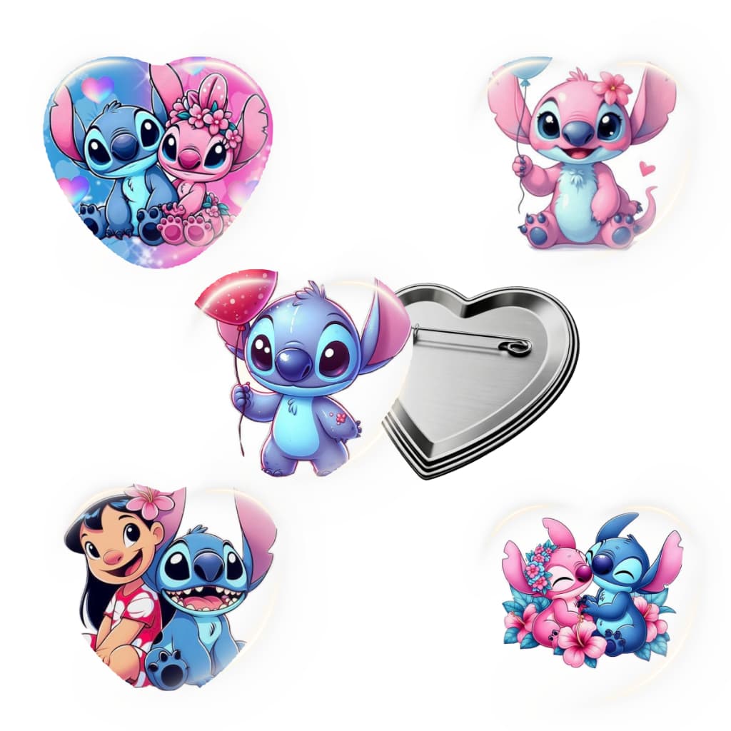 Botton Botões do Stitch Botão Bottons Broche Kit Personalizado 5 Unidades Tamanho 5,8 cm