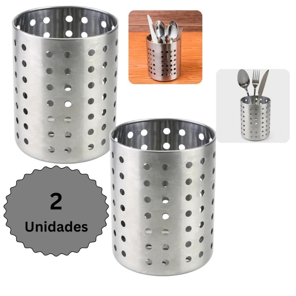 kit Escorredor e Expositor de Talheres em Inox Clink