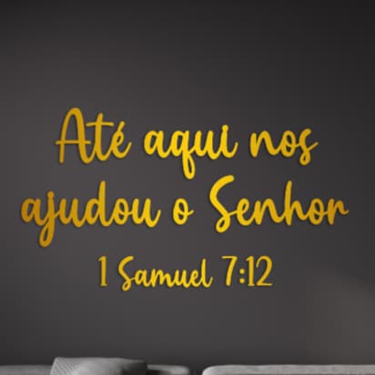 Frase Decorativa para Parede em Acrílico Espelhado – “Até aqui nos ajudou o Senhor”
