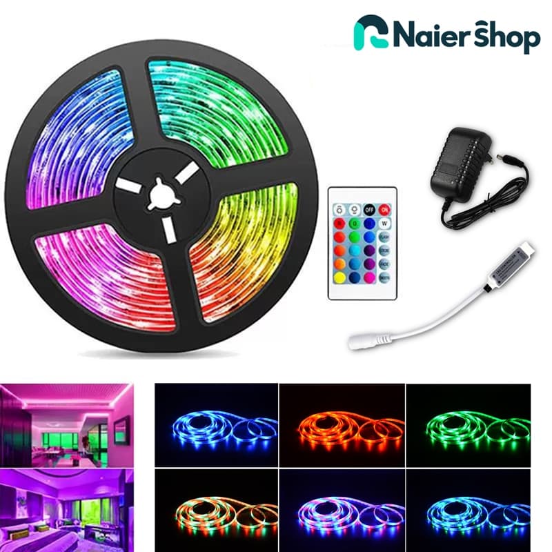 Fita Led Rgb Rolo 5m 16 combinações de cores Com Fonte e Controle Tensão de Operação 12V Bivolt