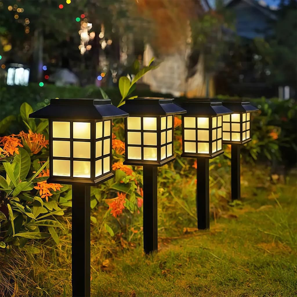 Luminária Casinha Poste Espeto Solar Jardim Ip65 Led