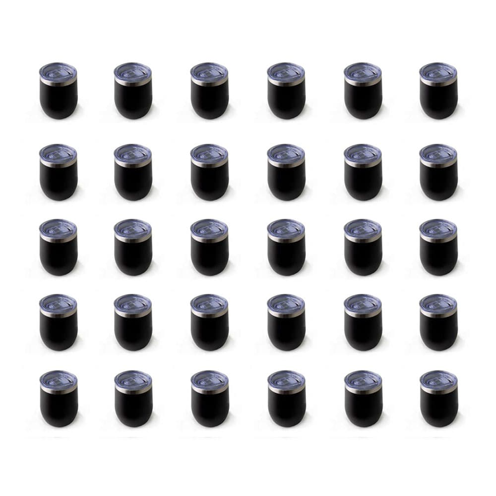 Kit 30 Copos Cuia Térmico Aço Inox De Cerveja Café 360ml Com Tampa Preto