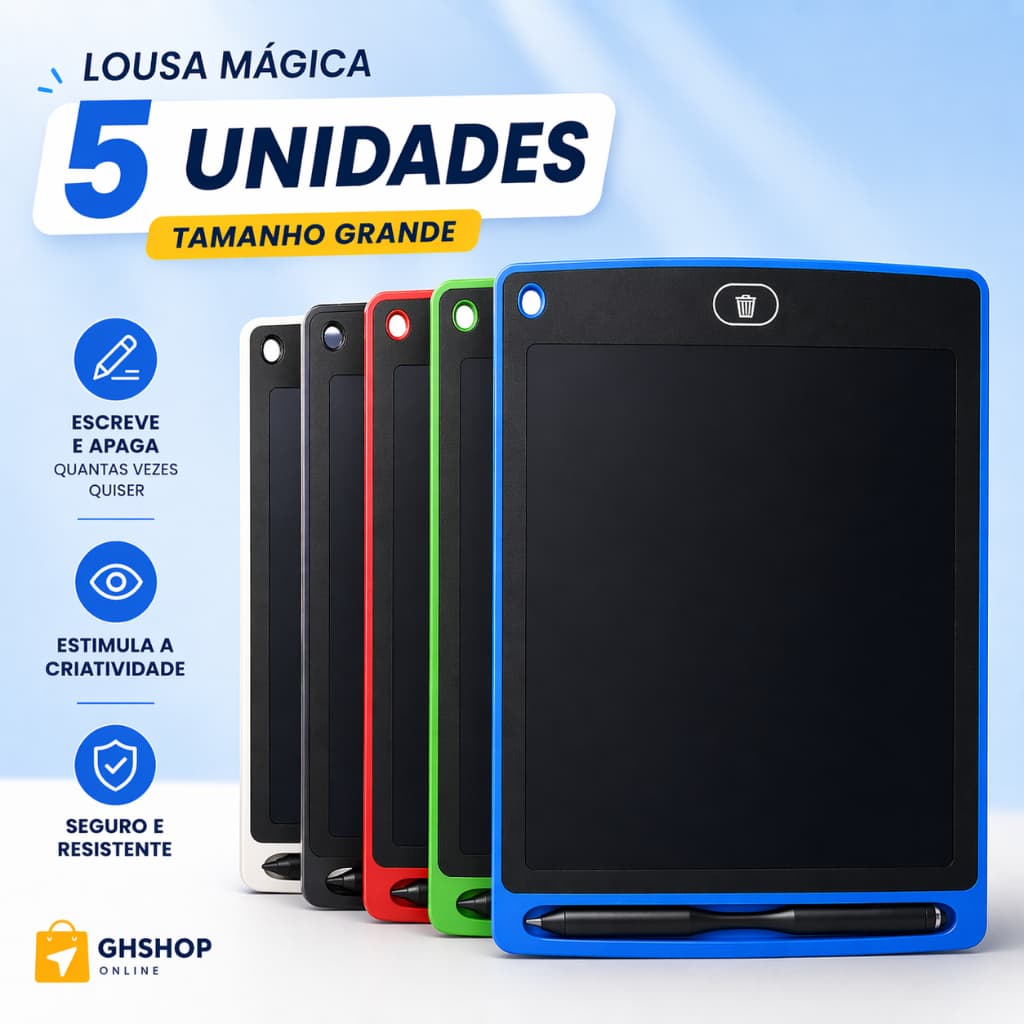 Kit 5 Lousa Magica Infantil Digital Tablet Grande LCD Para Desenho