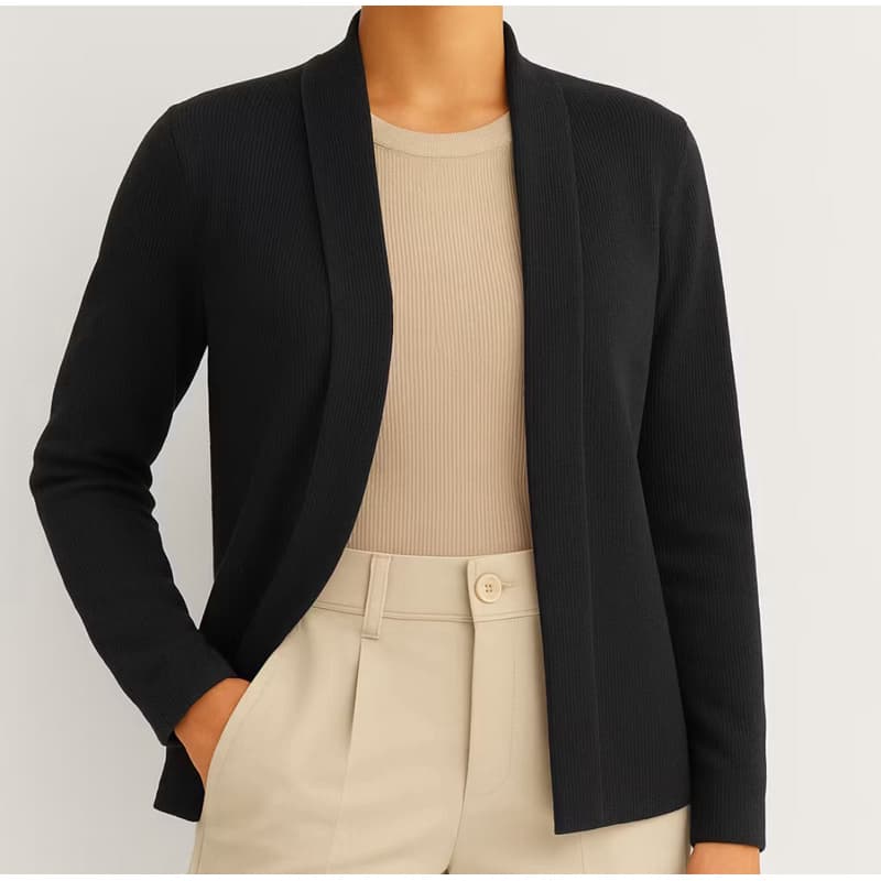 Cardigan Feminino Canelado de Malha Casaco Cardigã Kimono Moda Inverno com Manga Longa Estilo Tricot