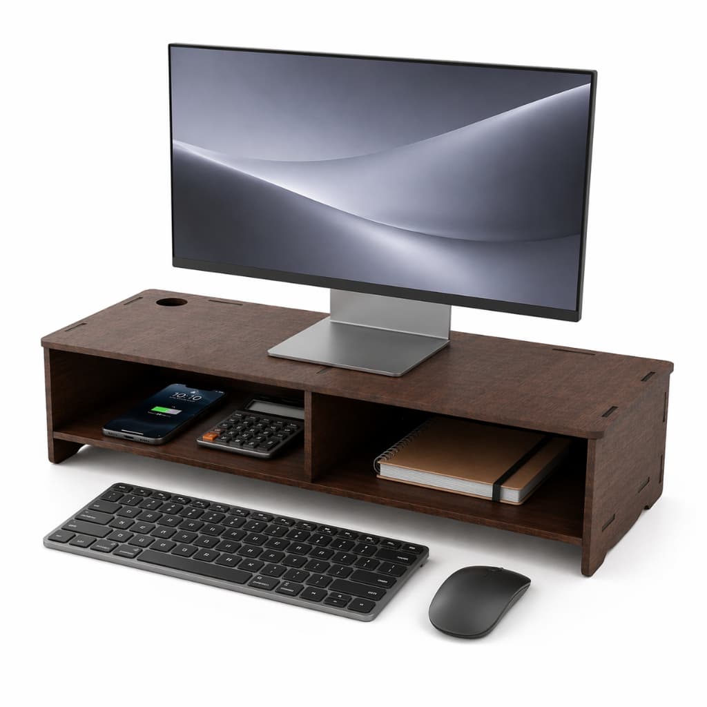 Base/Suporte  Monitor MDF na Mesa, Ergonômico Resistente, Ideal Ajustar a Altura do Monitor