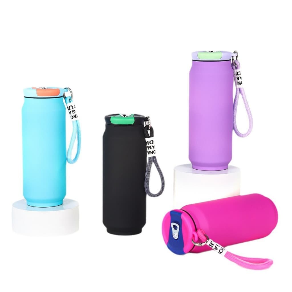 Copo Térmico Lata 500ml Caneca Formato De Latinha Colorido Com Alça Garrafa De Água Portátil Fosco Moderno