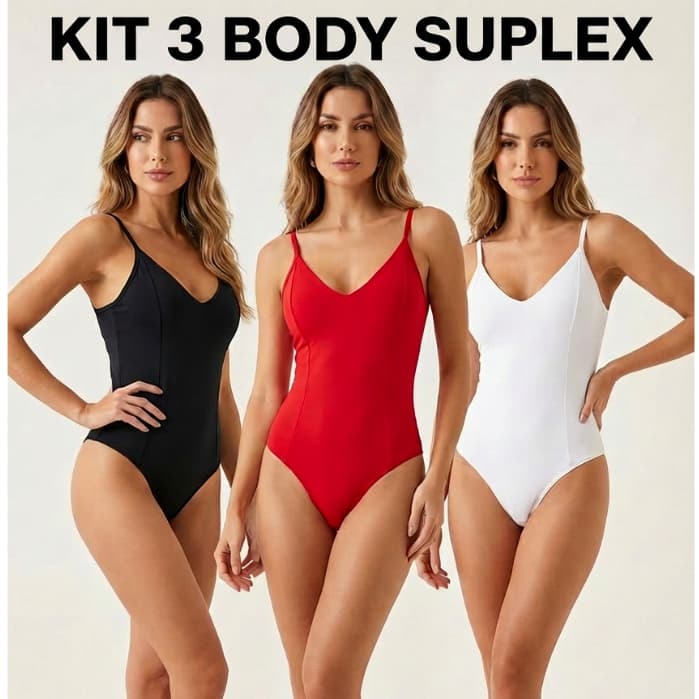 Kit 3 Body Feminino Regata Alcinha com Bojo Suplex Premium Moda Verão Confortável