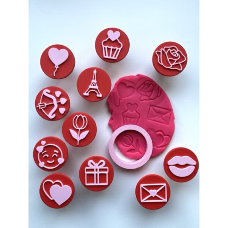 Carimbo Dia dos Namorados Brigadeiro Biscuit Cerâmica Fria Kit Amor 3D