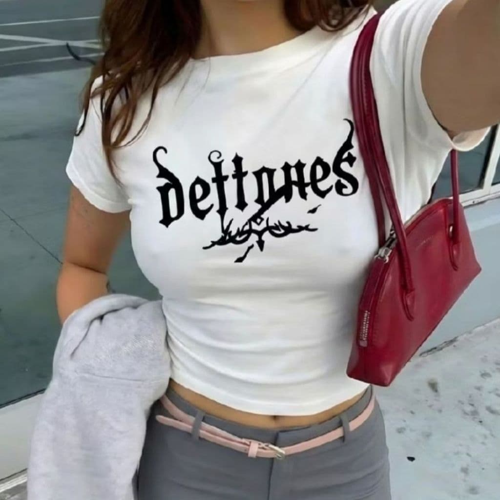 Baby Tee Camiseta Feminina Justa Estampa DTF Malha PV Premium Estilo Y2K Gringa