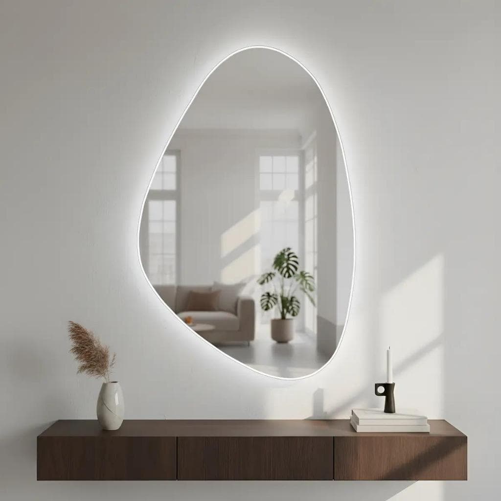 Espelho De Parede Orgânico LED Premium 50x60 – Banheiro, Sala, Quarto, Hall de Entrada e Escritório