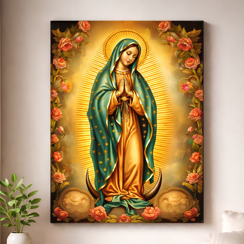 Quadro Nossa Senhora de Guadalupe Decorativo Católico 1 Peça Sala Quarto MDF Premium Luxo