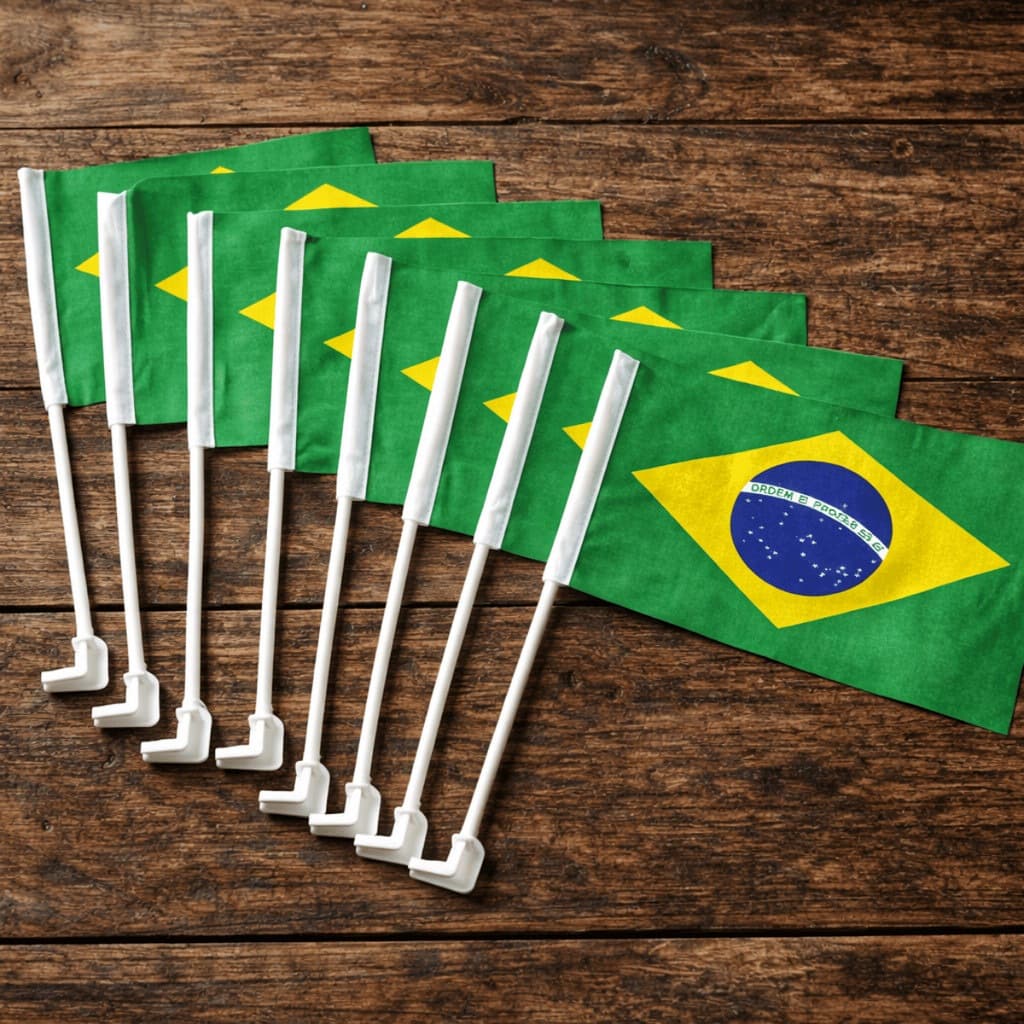 Kit até 4 Bandeiras Brasil para Carro - Torça Com Orgulho