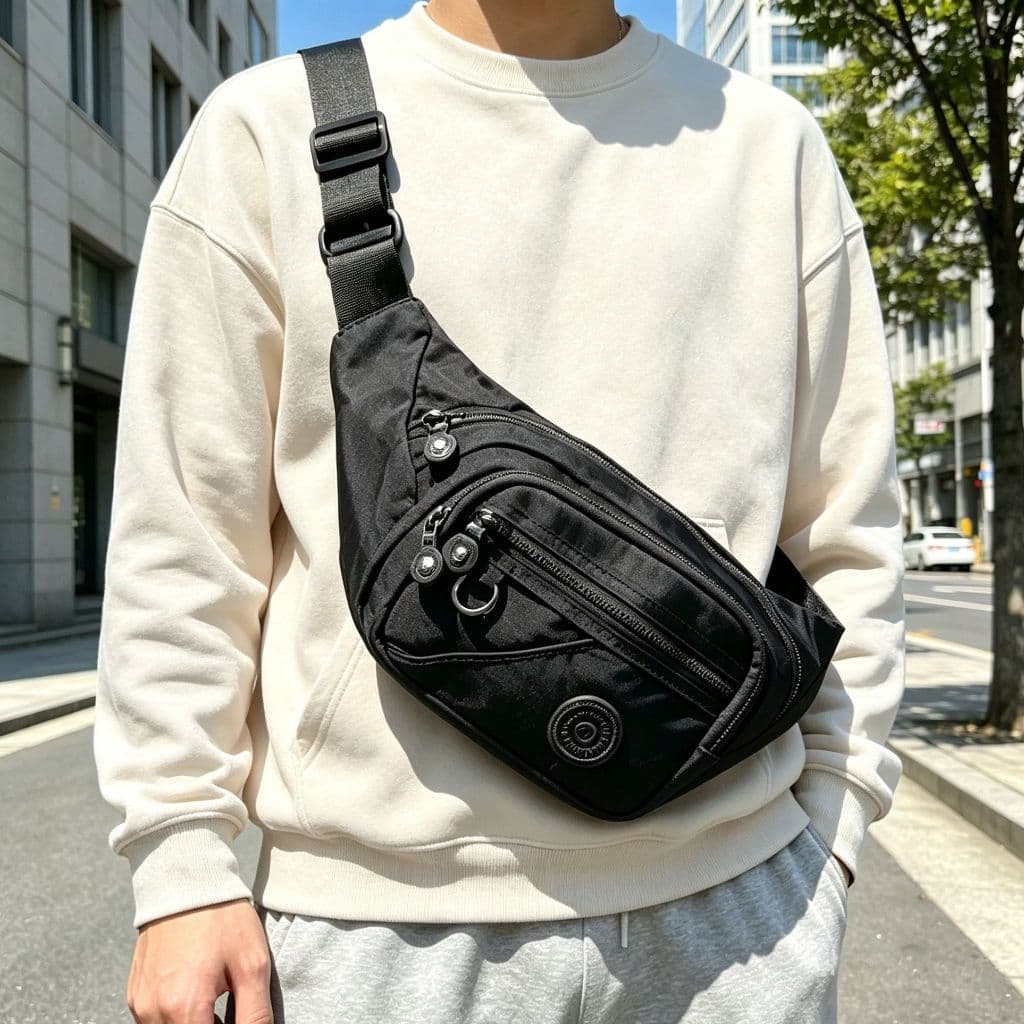 Bolsa de Cinto e Peito Versátil Impermeável Unissex com Compartimento Amplo, Vários Bolsos e Correia Ajustável