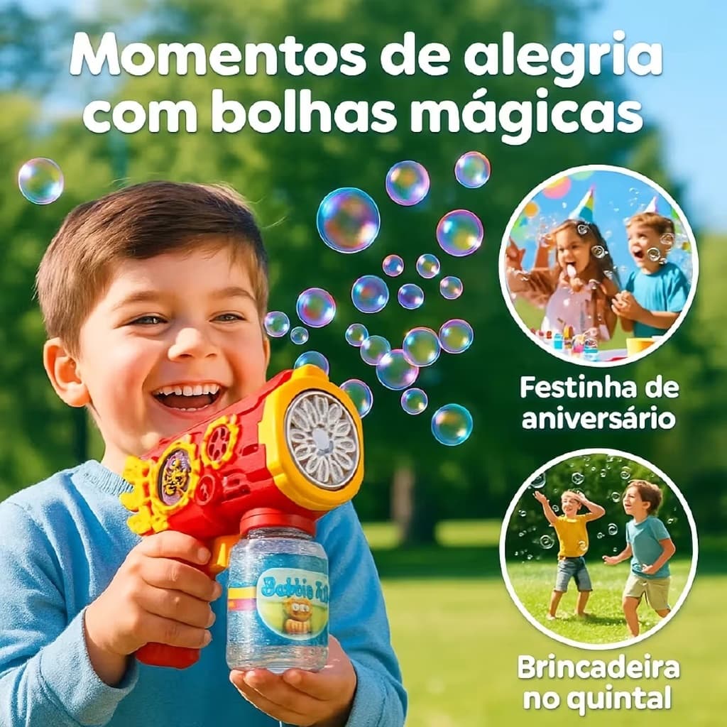 Pistola de Bolhas com Asas e Luzes LED • Presente Perfeito para Aniversário