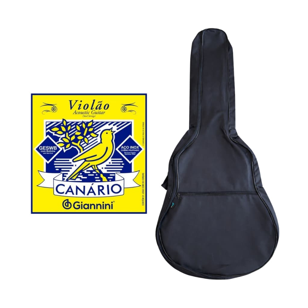 Kit corda de violão aço GESWB giannini mais capa de proteção impermeável com bolso e alças duplas