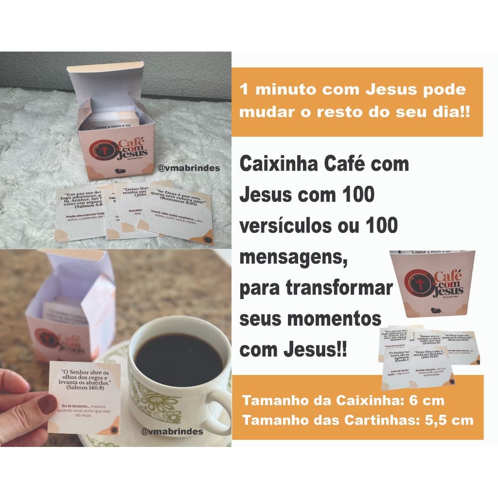 Caixinha Café com Jesus - 100 Mensagens e 100 Versículos Bíblicos - Presente Cristão