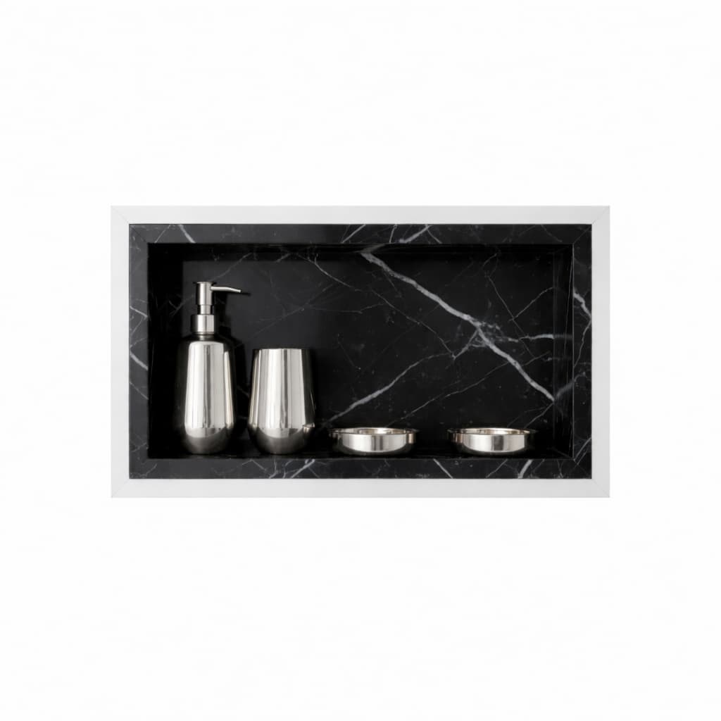 Nicho Porcelanato Organizador 60x30 Cozinha Banheiro Churrasqueira Preto Brilhante