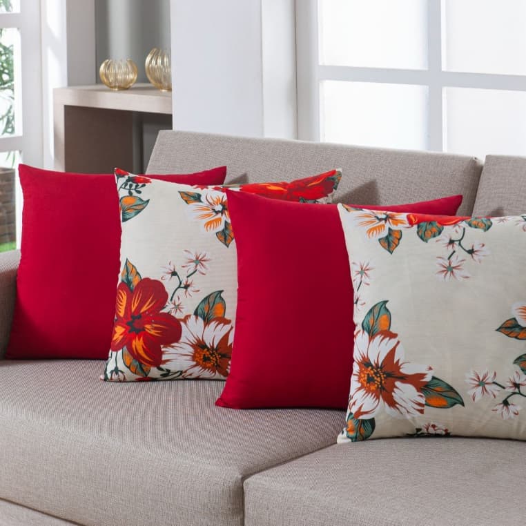 Kit 4 Capas de Almofada 45x45 Micro Percal Lisa e Estampada Decorativa Sofá Sala Luxo