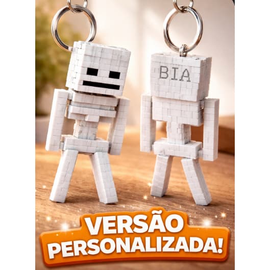 Chaveiro Esqueleto Articulado 3D 💀 Personalizado Com Nome