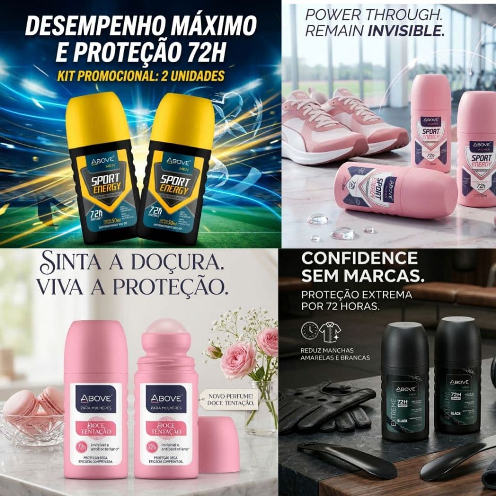 Kit 2x Antitranspirante Roll-On Above 50 ml 72 hrs de Proteção Escolha o Seu
