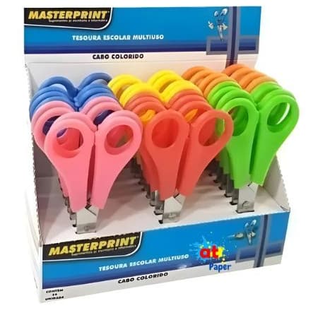 Tesoura Infantil Sem Ponta Caixa 24 Cores Sortidas MP501 Masterprint
