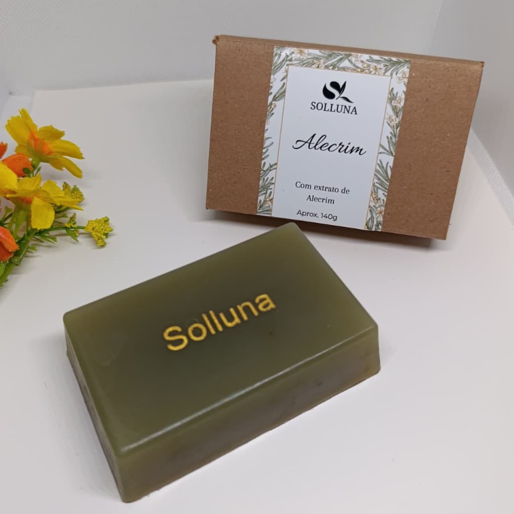 Sabonete De Alecrim Natural | Antiacne Controle Oleosidade | Sabonete Fitoterápico Energético 140g Solluna