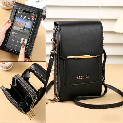 Bolsa Celular com Visor Táctil e Organizador - Bolsa de Ombro Funcional com Compartimentos para Uso Diário