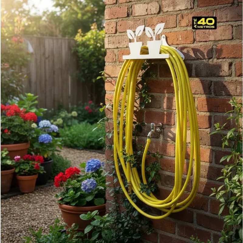 SUPORTE ENROLADOR MANGUEIRA JARDIM 2 VASOS -  BRANCO All Style