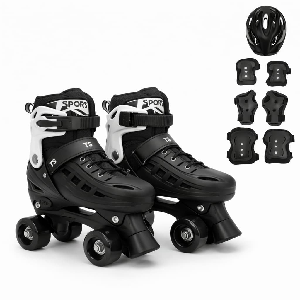 Patins Quad 4 rodas Tamanho Regulável 29 até 40 rosa e azul + KIT PROTEÇÃO!!