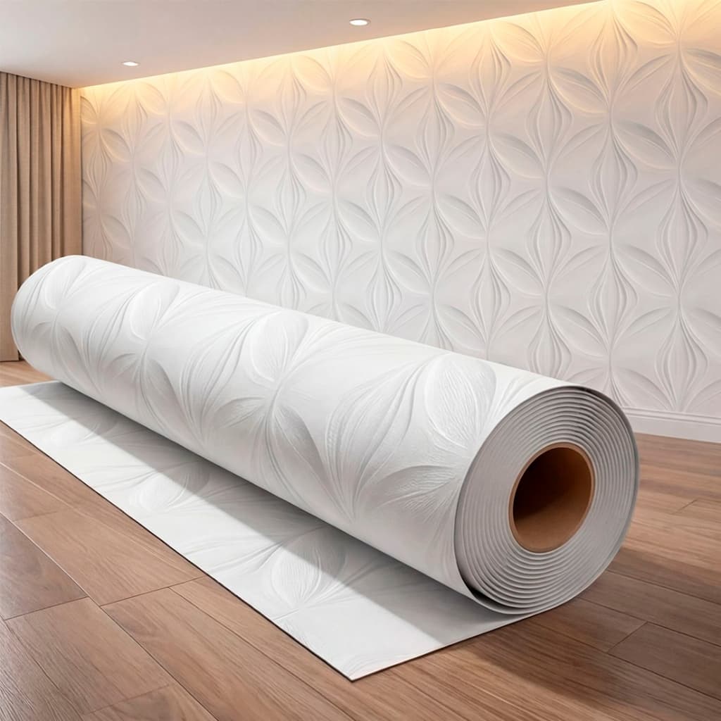 Papel de Parede Adesivo para Sala Hall Moderno Geométrico Branco Neutro