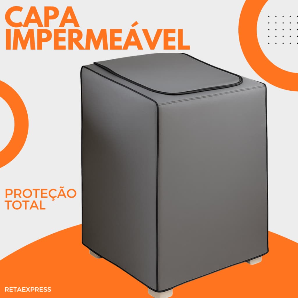 Capa Maquina De Lavar Panasonic Eletrolux colormac 8kg À 15kg cor Cinza impermeàvel com ziper