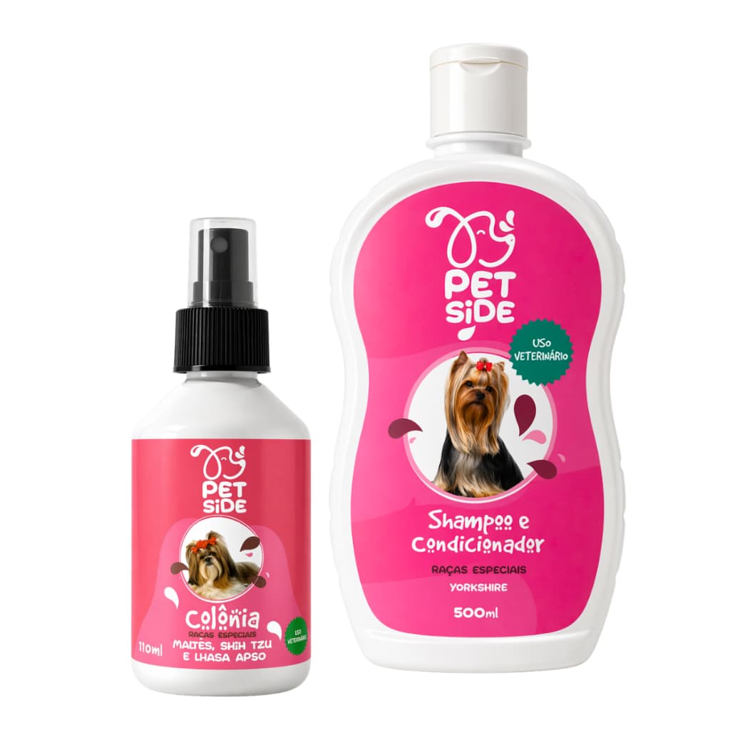 Shampoo & Condicionador + Colônia para Cães Yorkshire - Banho Perfumado para Cachorro Cães Pelos