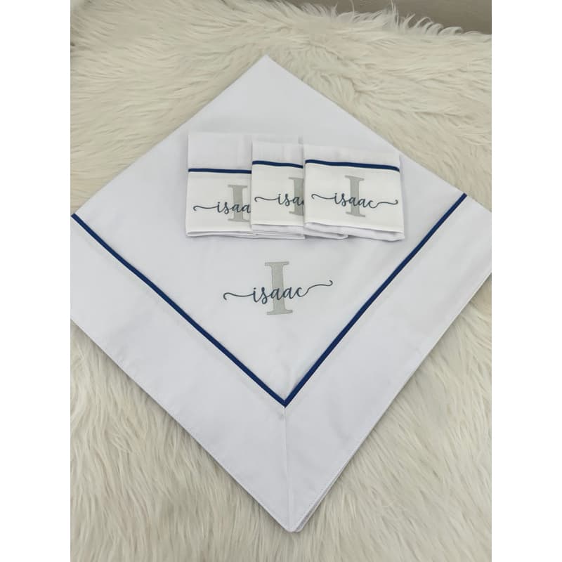 Kit Manta + Fraldas Personalizadas Isaac | Pronta Entrega | Enxoval Bebê Bordado