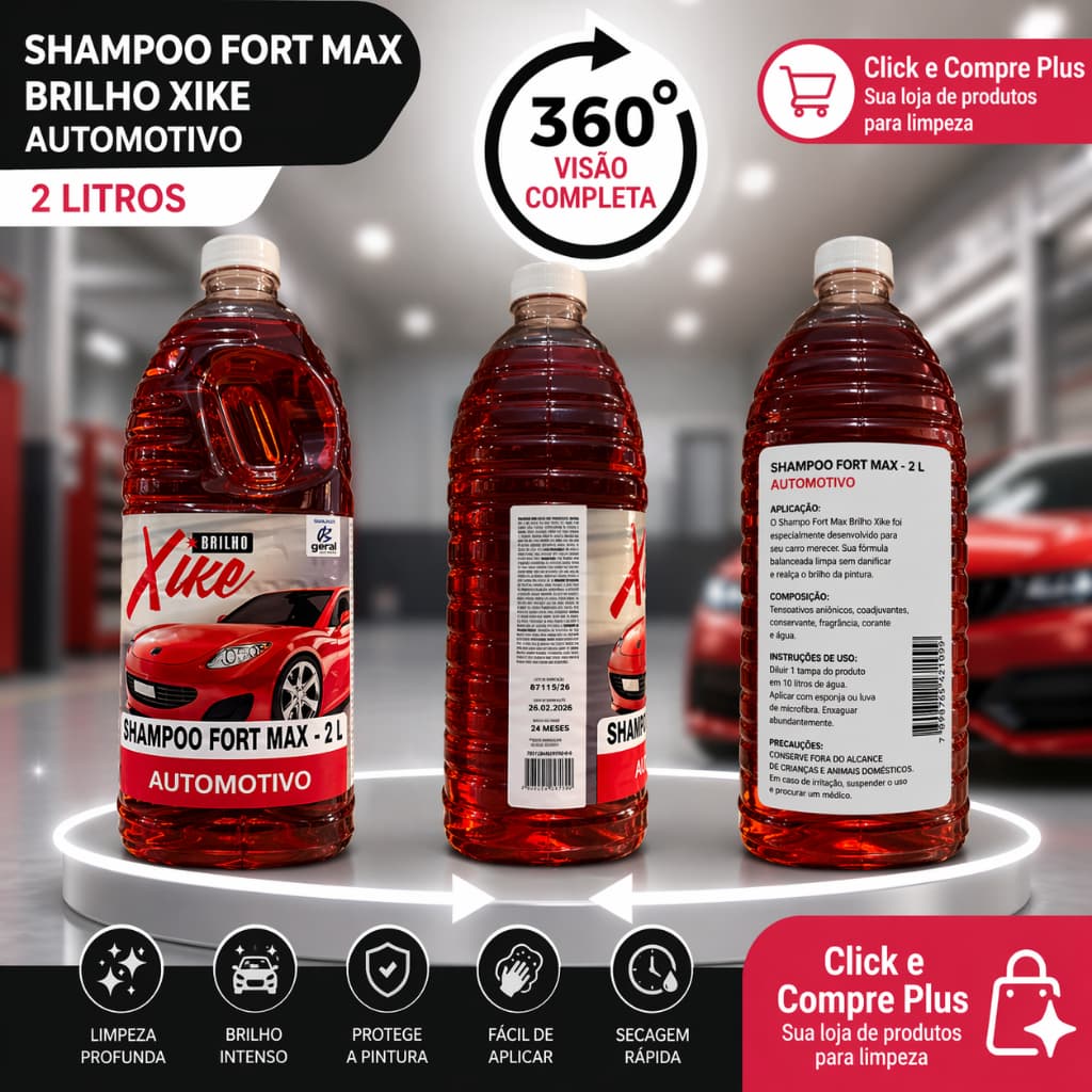 Shampoo Automotivo Fort Max 2L – Limpeza Profunda com Brilho Intenso!