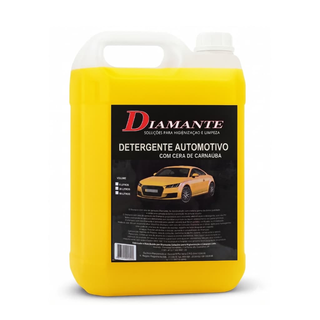 Shampoo automotivo com Cera de Carnaúba 5L Diamante pH Neutro - 1x15  Brilho e Proteção para Pintura