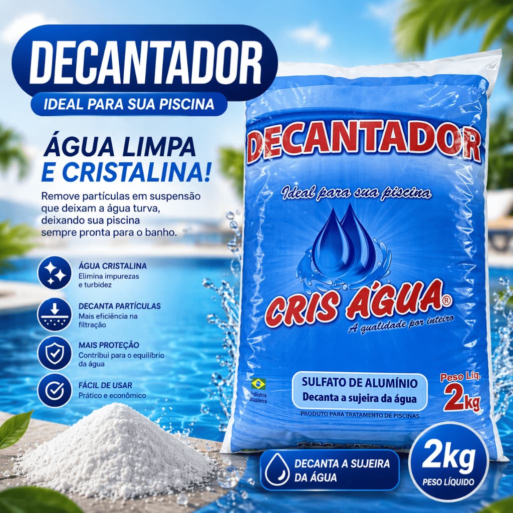 Cris água Decantador - Sulfato de Alumínio - Decanta a sujeira da água 2KG
