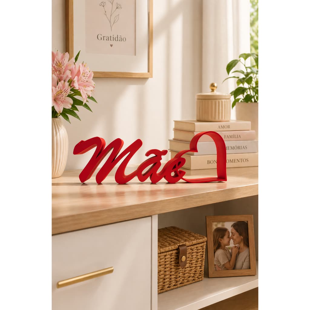 Letreiro Decorativo “Mãe” Dia das Mães – Presente Especial e Delicado