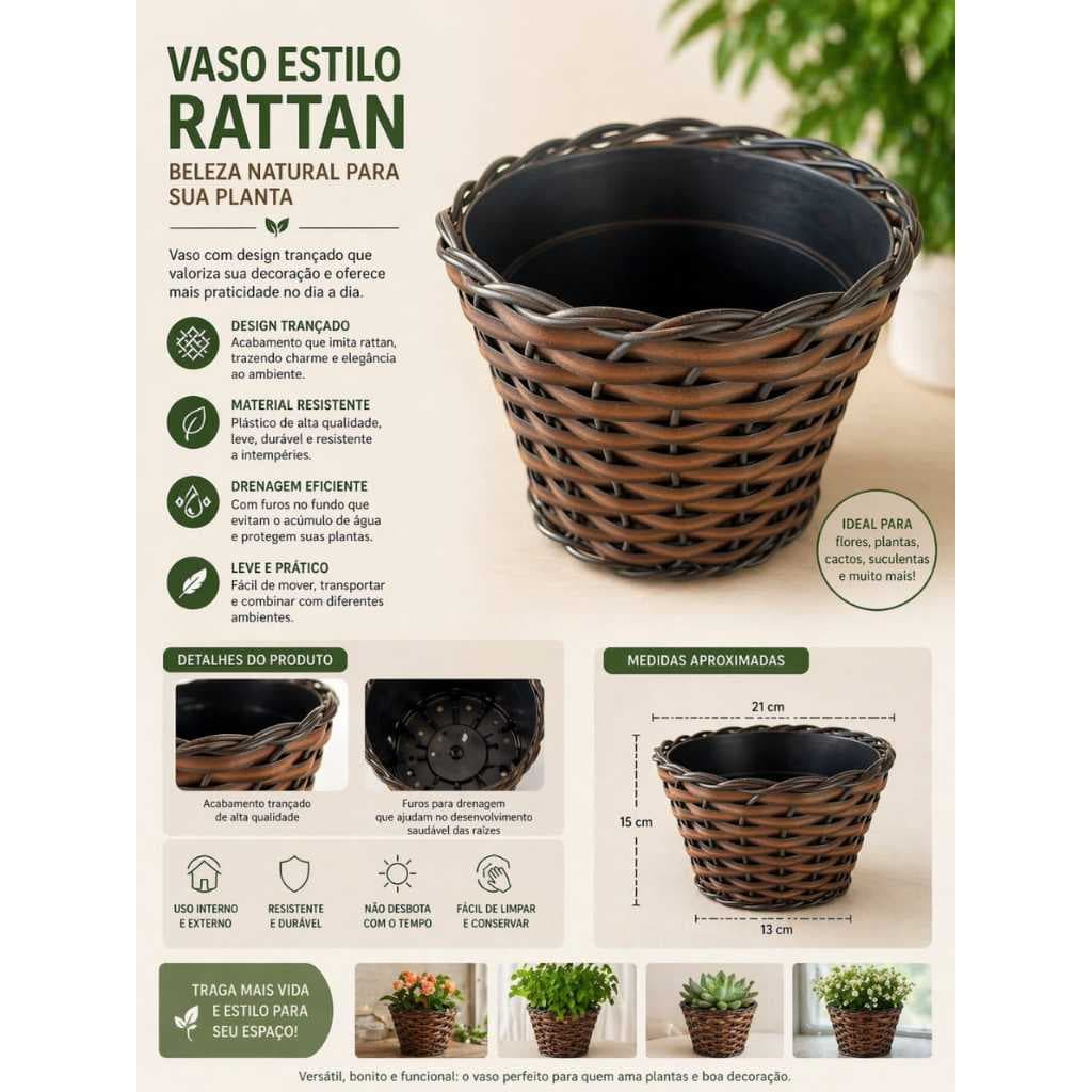 VASO PLASTICO NOBRE  PRODUTO MATO VERDE JARDINAGEM cod:5671