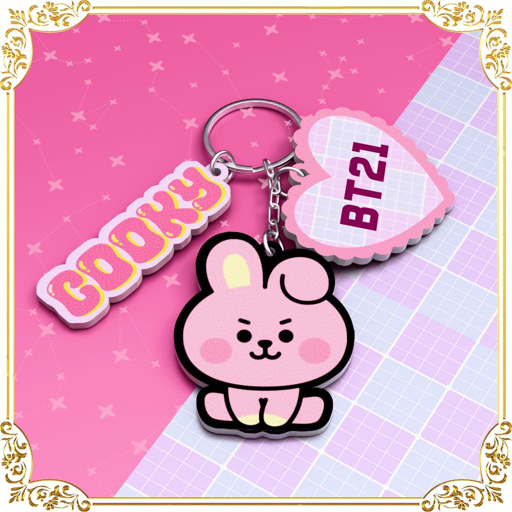 Chaveiro Cooky – KPOP Fofo Idol Coreano Kawaii Colecionável Acessório Chaves Charm Jungkook BTS BT21