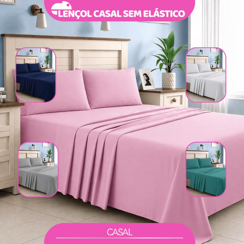Lençol Casal 100% Algodão Promoção Avulso Sem Elástico 200 Fios Algodão Superior Para Cama Percal