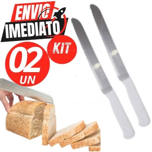Conjunto 2 Facas Corta Pão 27 CM  Bolos Alimentos Profissional Casa Cozinha Buffet Restaurante