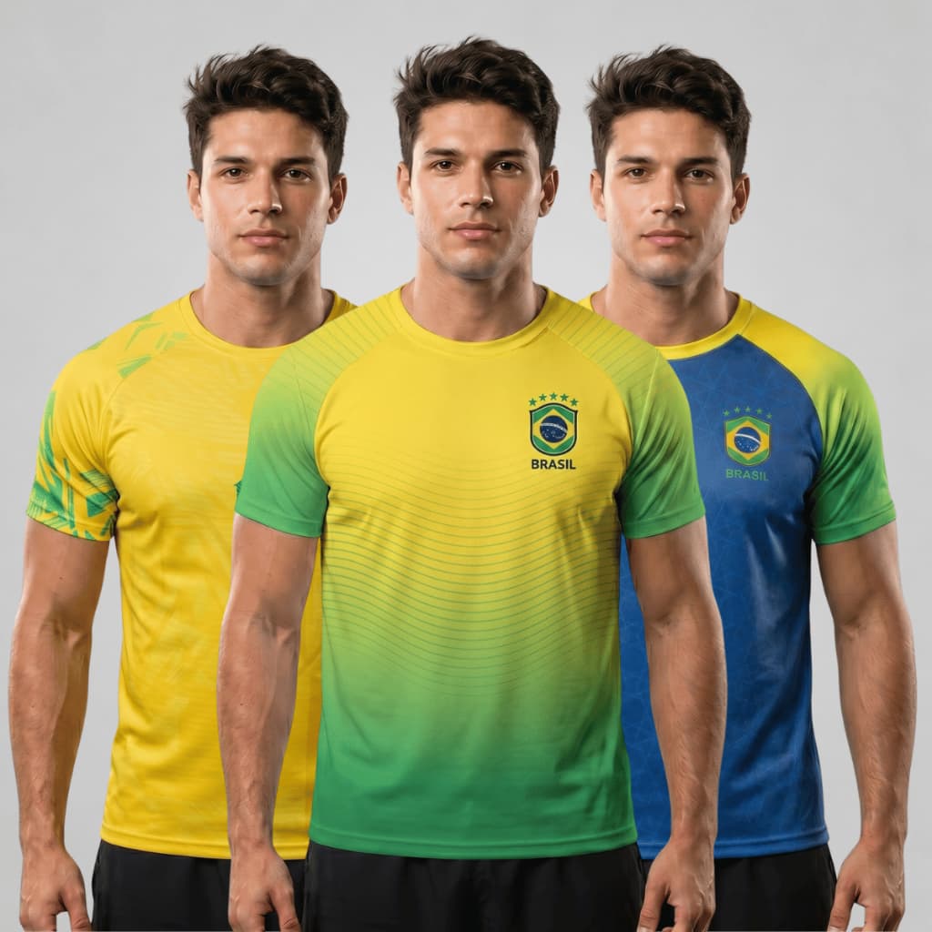 Camisas Camiseta Do Brasil Dry Fit Masculina Copa Do Mundo Seleção Brasileira Torcedor Proteção Uv