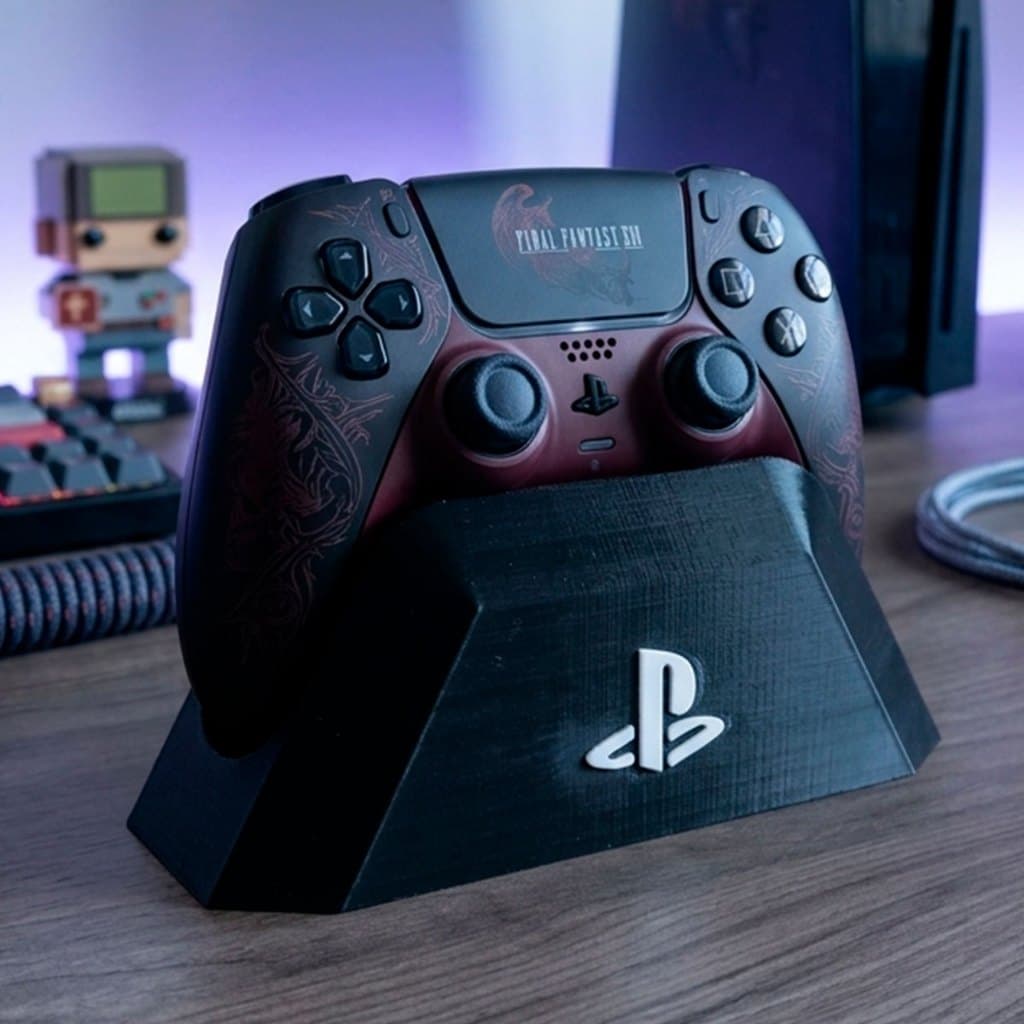 Suporte Base Controle PS5 Preto DualSense Gamer Organizador Mesa Setup Jogos Console PC